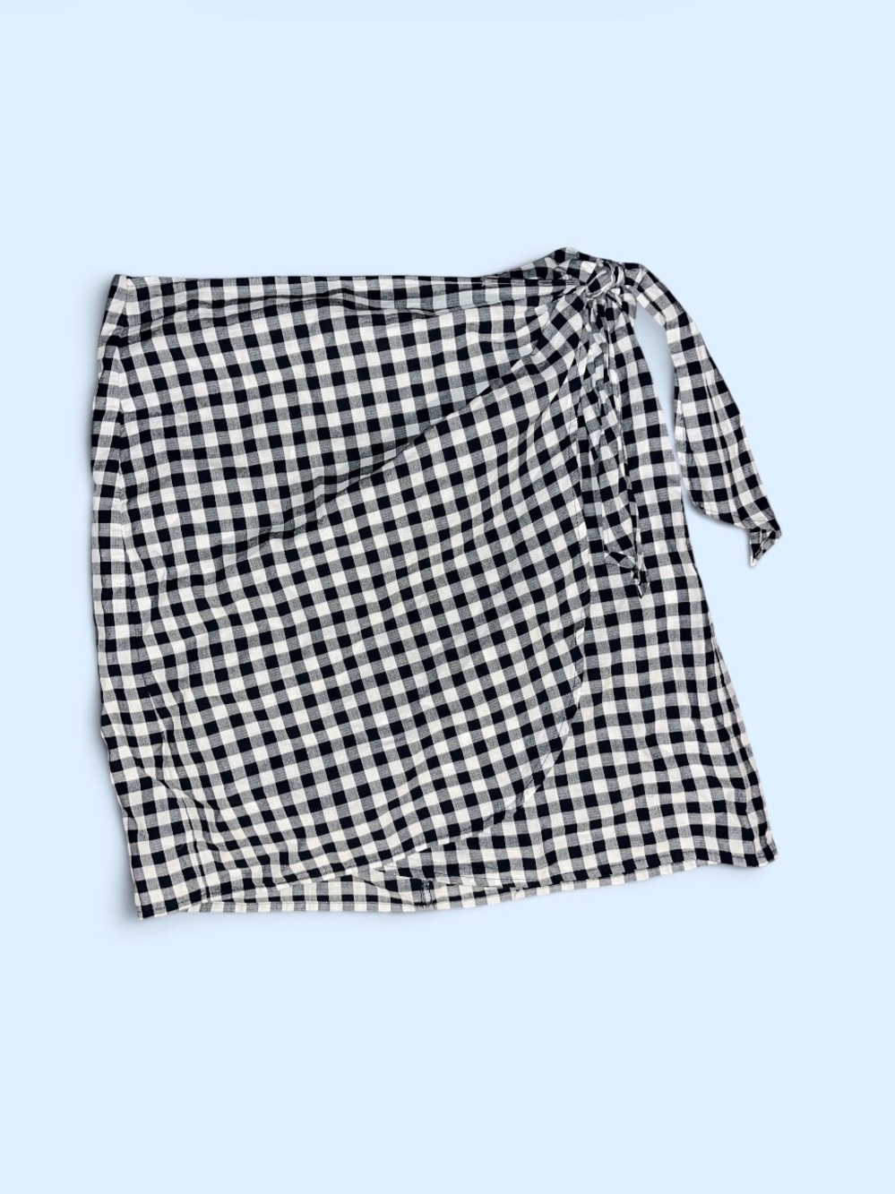 Navy & White Gingham Tie-Waist Skirt